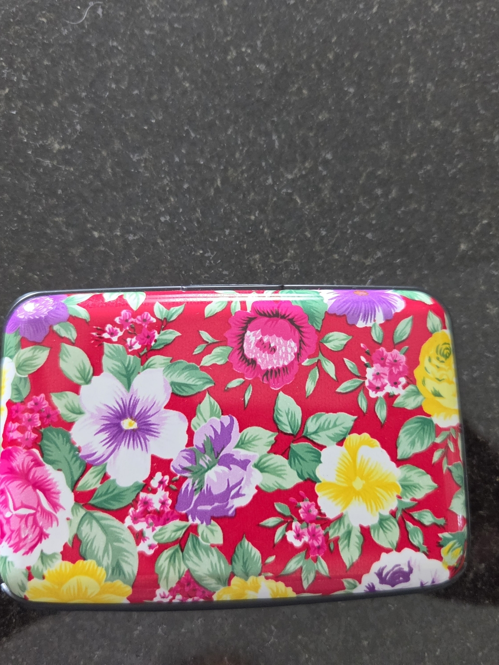 Floral Red Women’s Clutch Card Wallet - Bright Multi-Color Print